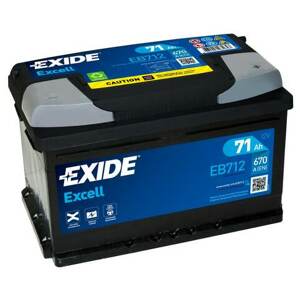Autobaterie excell 12v 71ah 670a 278x175x175 EXIDE eb712