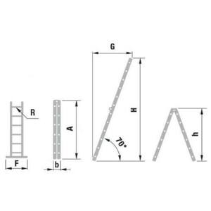 Žebřík dvojdílný kloubový 2 x 8 příček, 2,36 m, 4,36 m, ALVE FORTE 4208